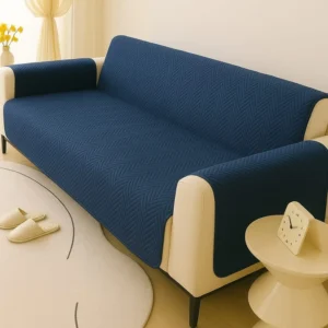 Premium Ultrasonic Quilted Sofa Cover - Navy Blue - Anti Slip7 Seater